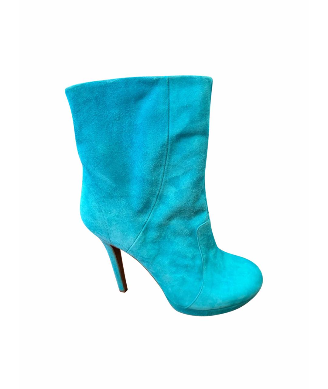 VERSACE Бирюзовые замшевые ботильоны, фото 1