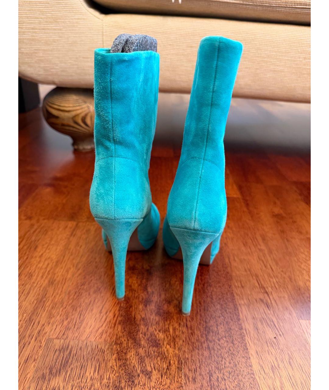 VERSACE Бирюзовые замшевые ботильоны, фото 4