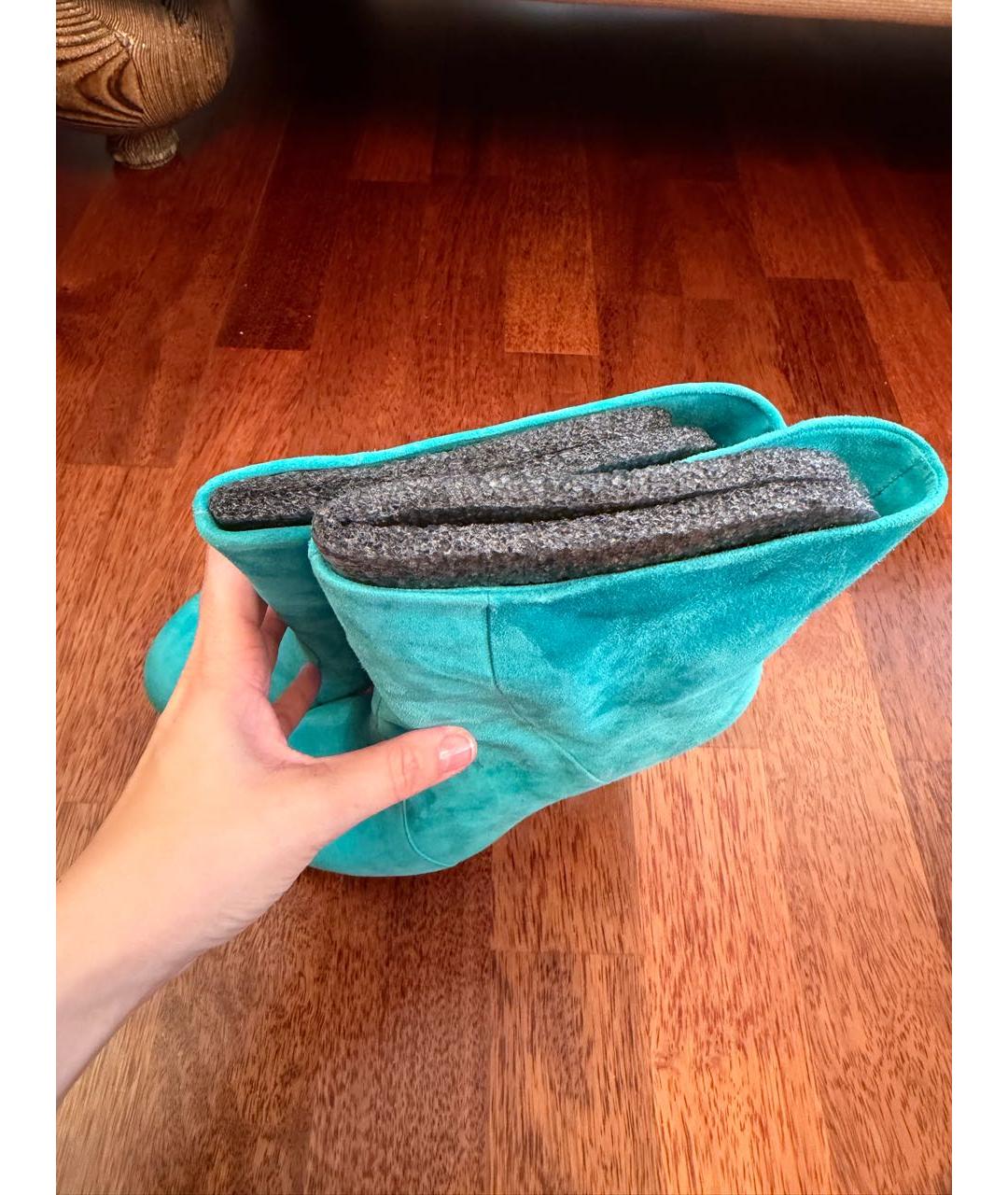 VERSACE Бирюзовые замшевые ботильоны, фото 3