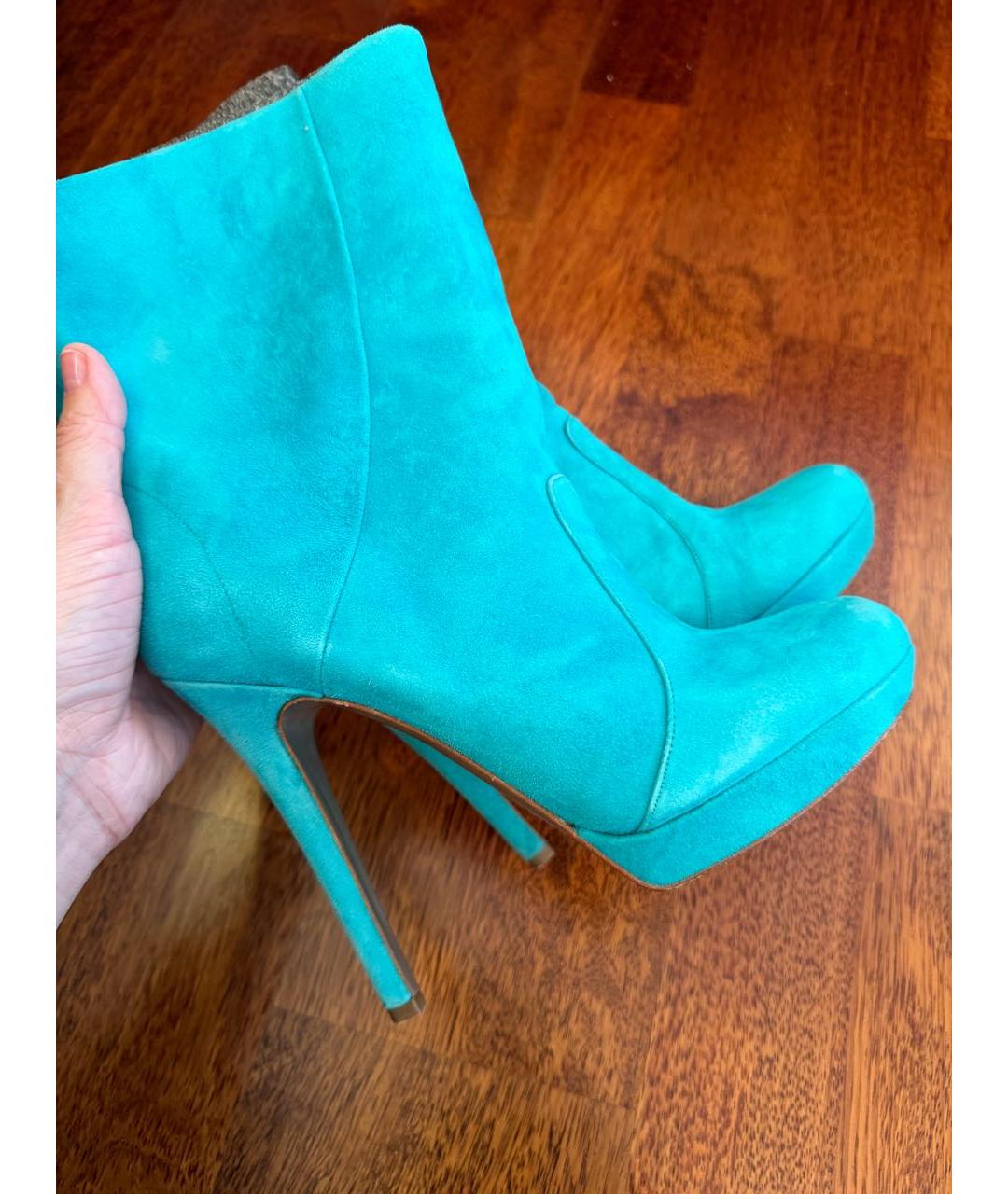 VERSACE Бирюзовые замшевые ботильоны, фото 7