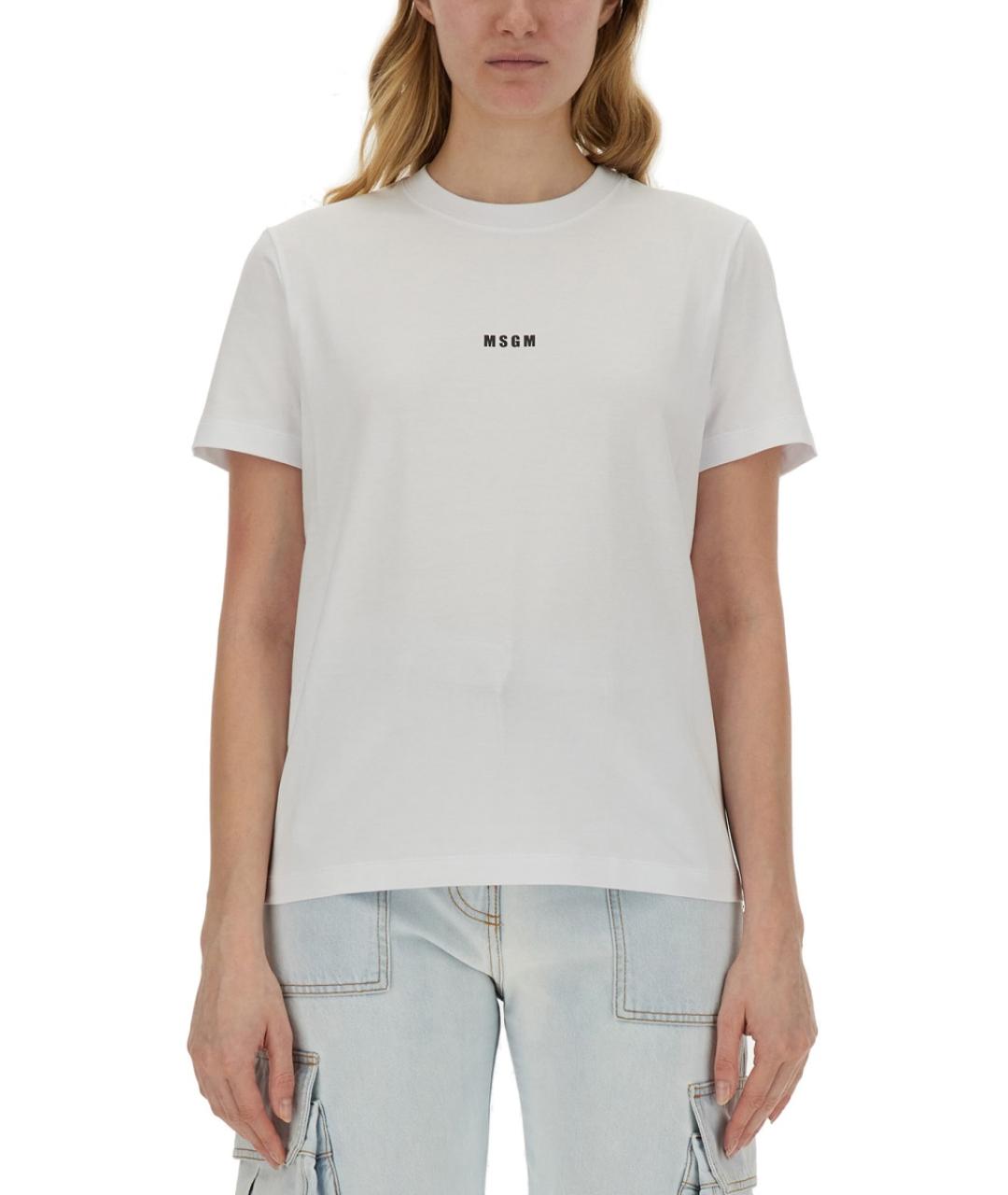 MSGM Белая хлопковая футболка, фото 1