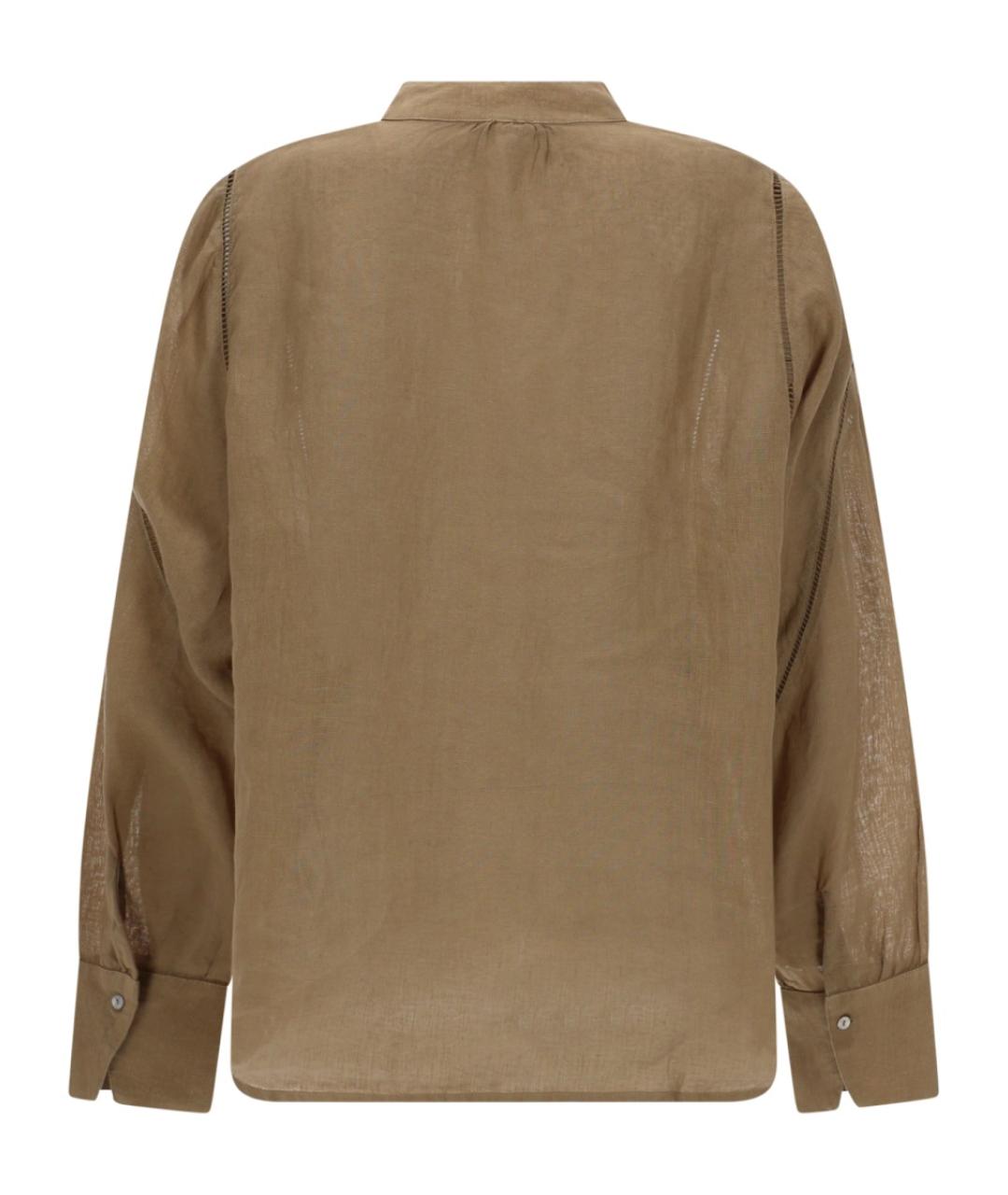 120% LINO Бежевая льняная рубашка, фото 2