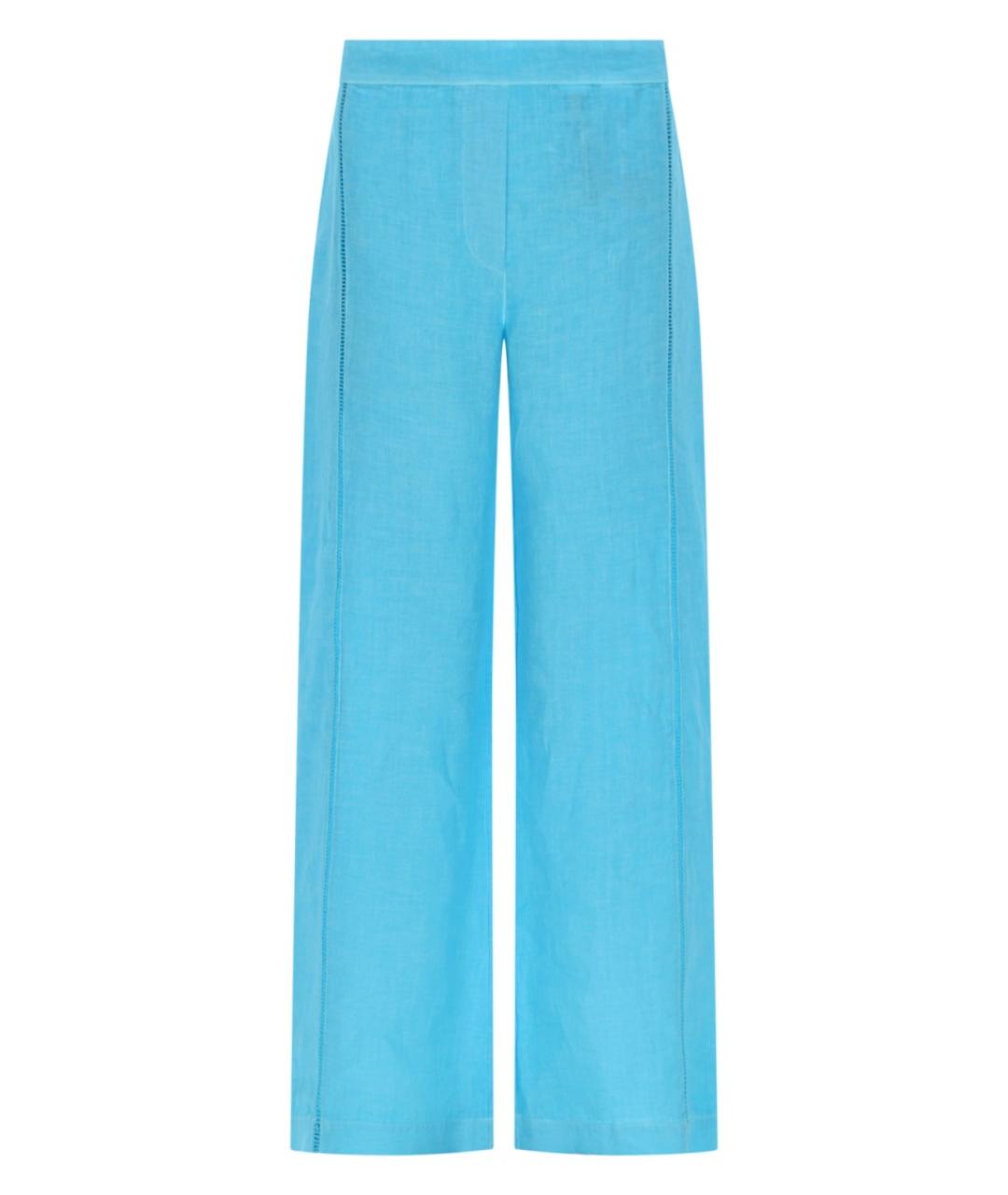120% LINO Голубые льняные прямые брюки, фото 1