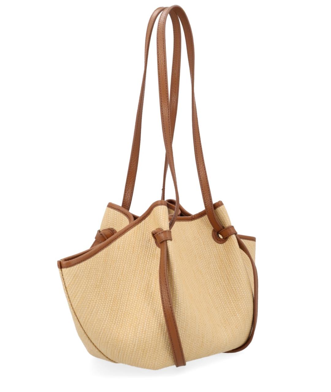 YUZEFI Бежевая пелетеная сумка тоут, фото 2