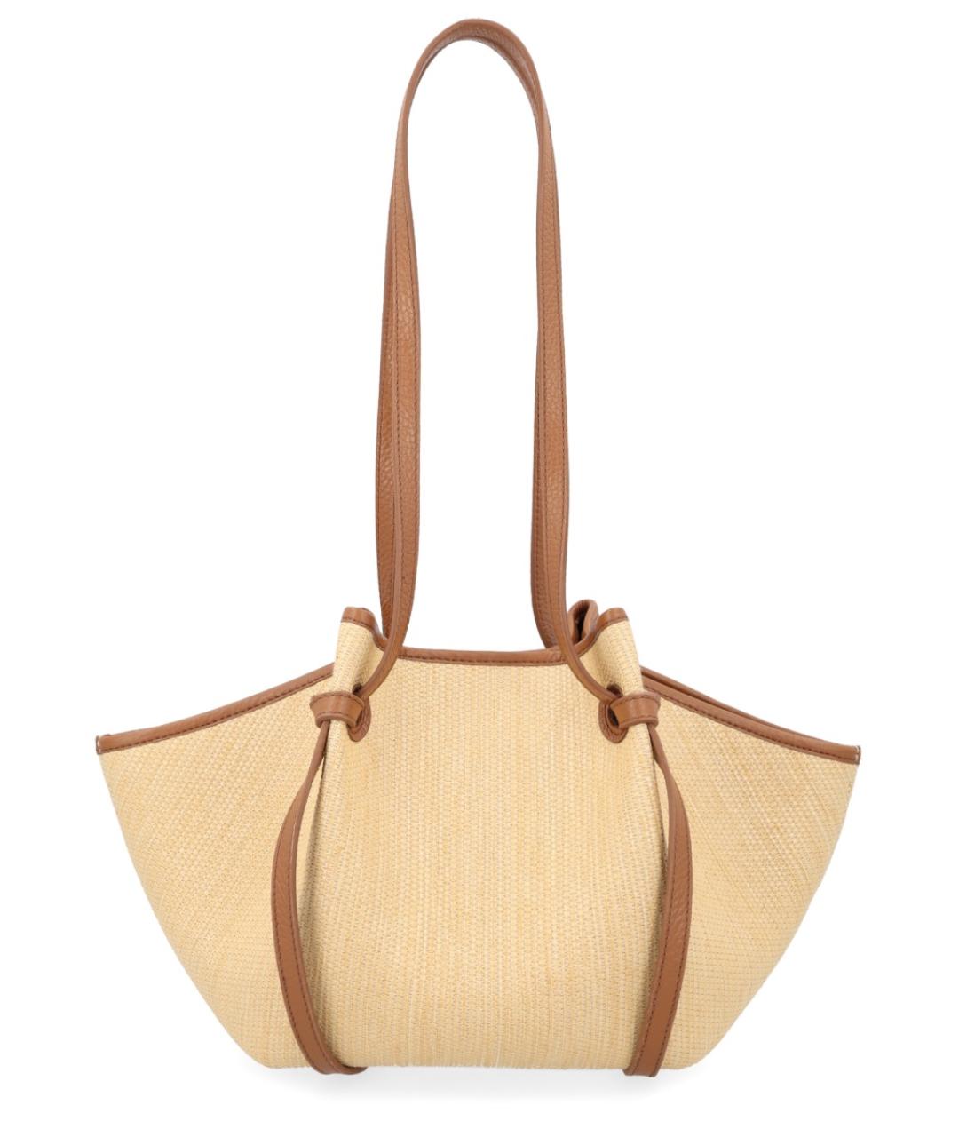 YUZEFI Бежевая пелетеная сумка тоут, фото 3