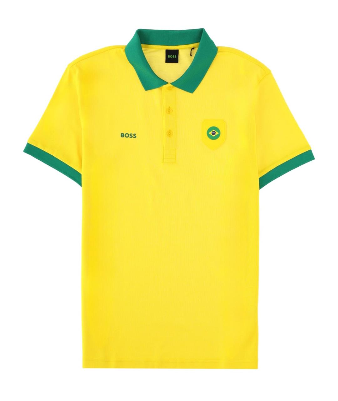 HUGO BOSS Желтое хлопковое поло с коротким рукавом, фото 1