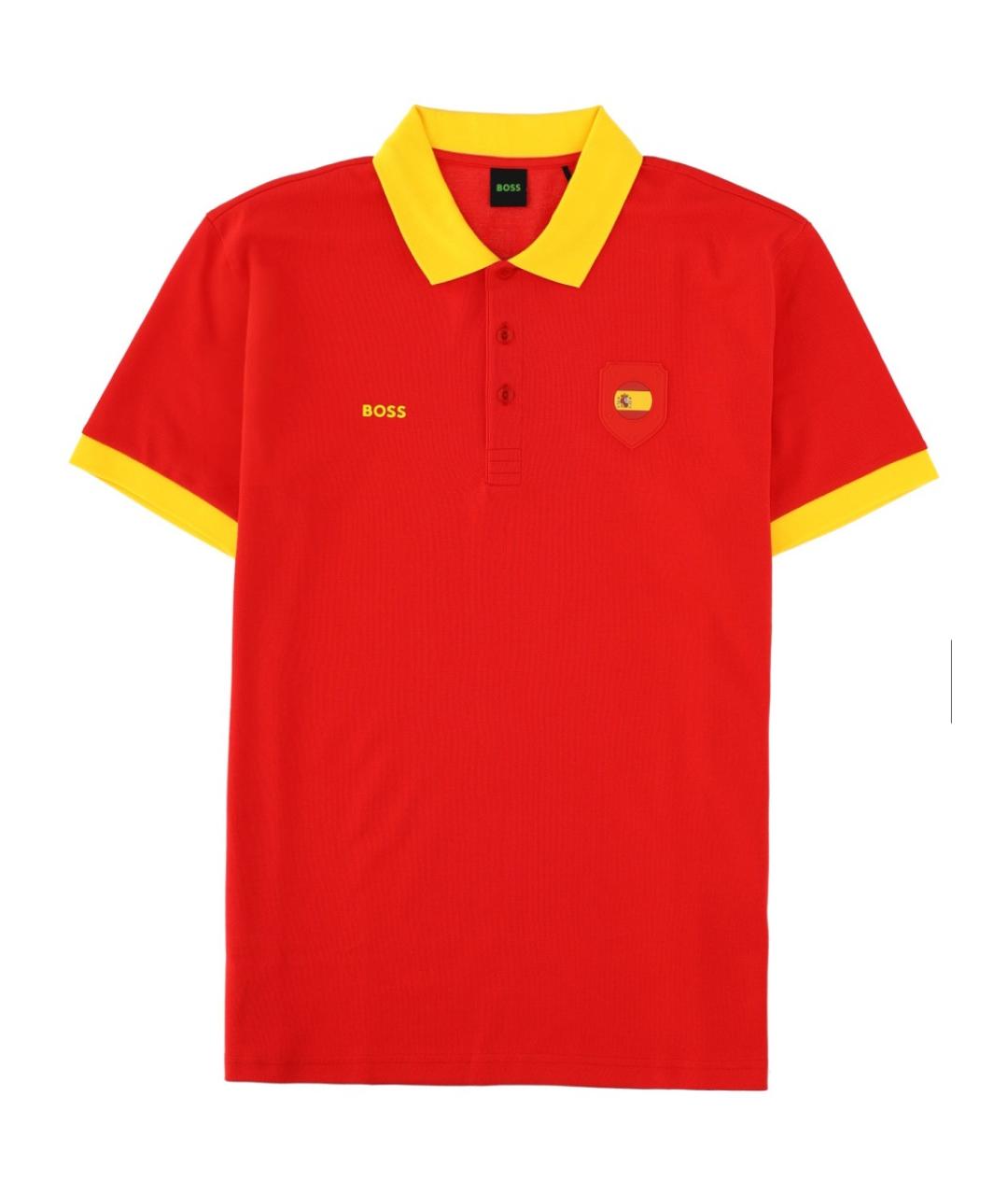 HUGO BOSS Красное хлопковое поло с коротким рукавом, фото 1