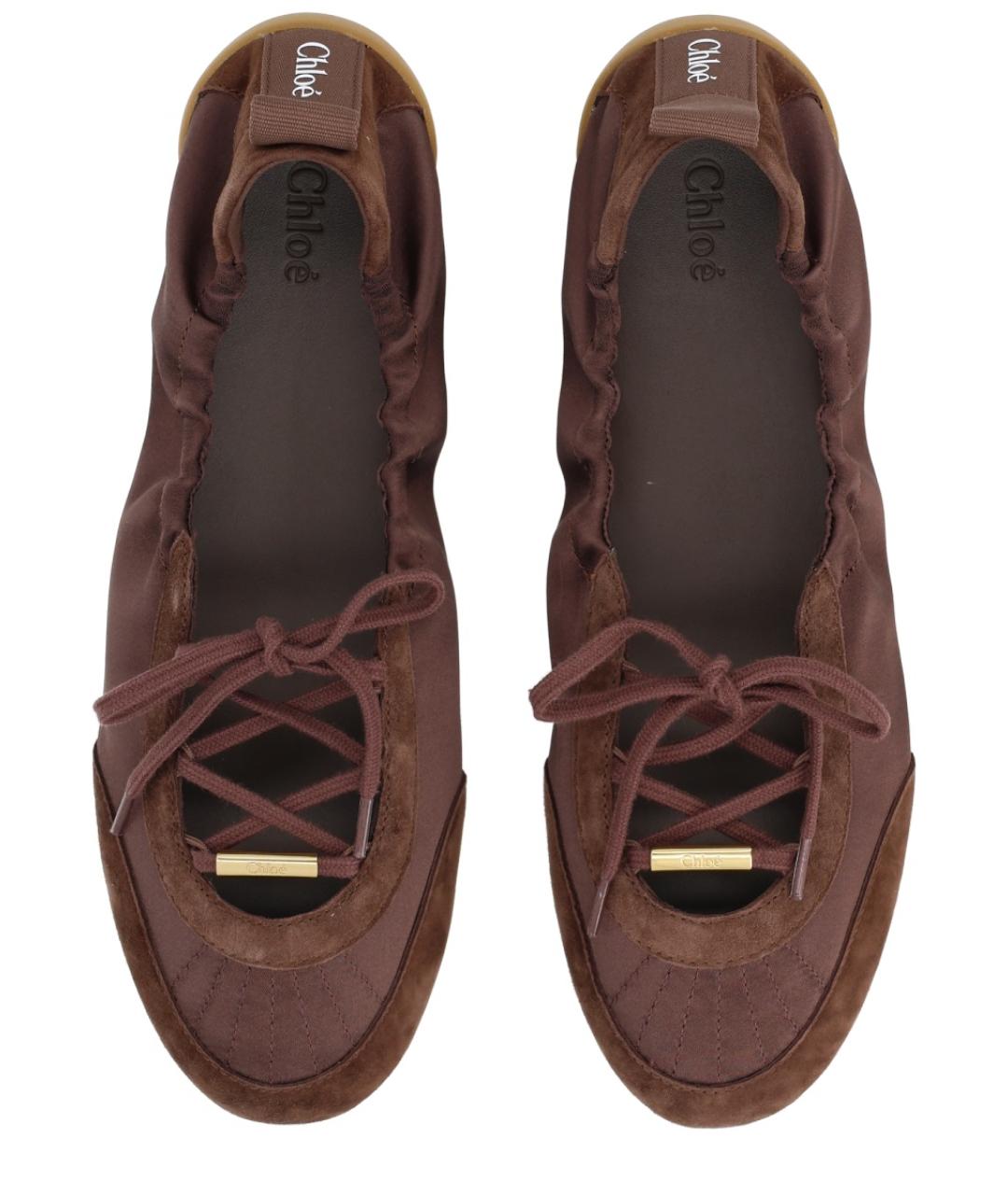 CHLOE Коричневые текстильные балетки, фото 5