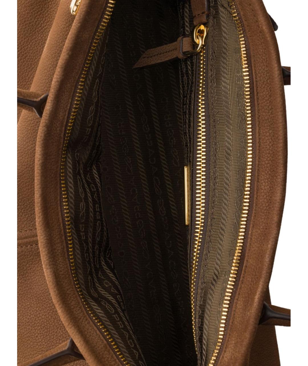 PRADA Коричневая кожаная сумка тоут, фото 5