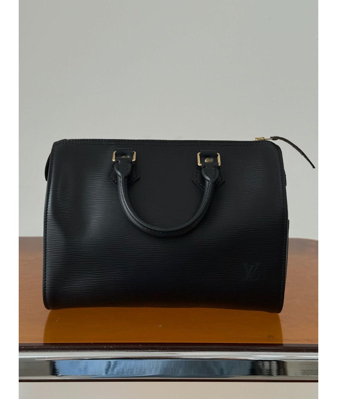 LOUIS VUITTON Черная кожаная сумка с короткими ручками, фото 3