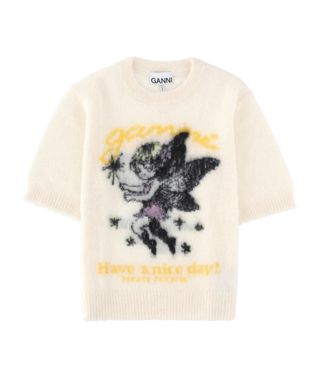 GANNI Белая футболка, фото 1