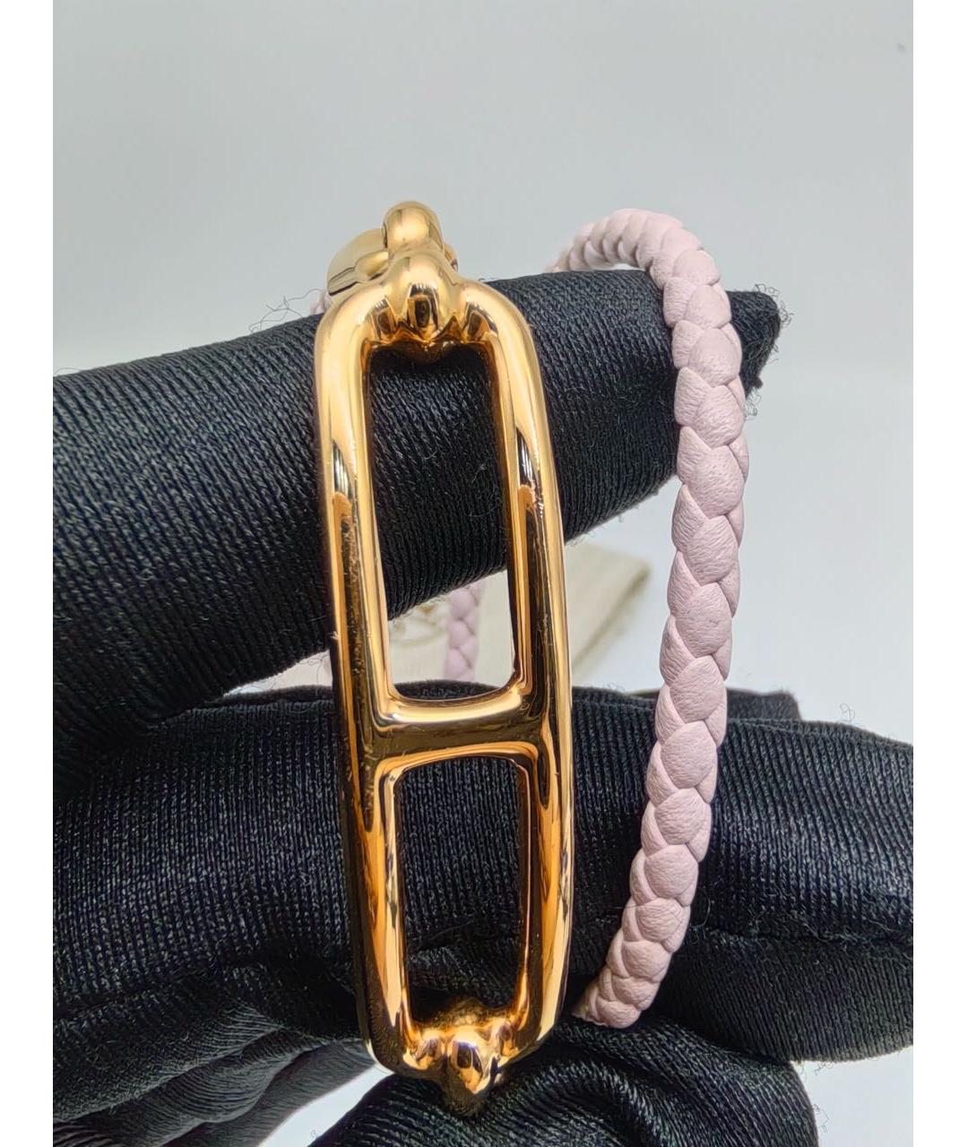 HERMES Розовый кожаный браслет, фото 8