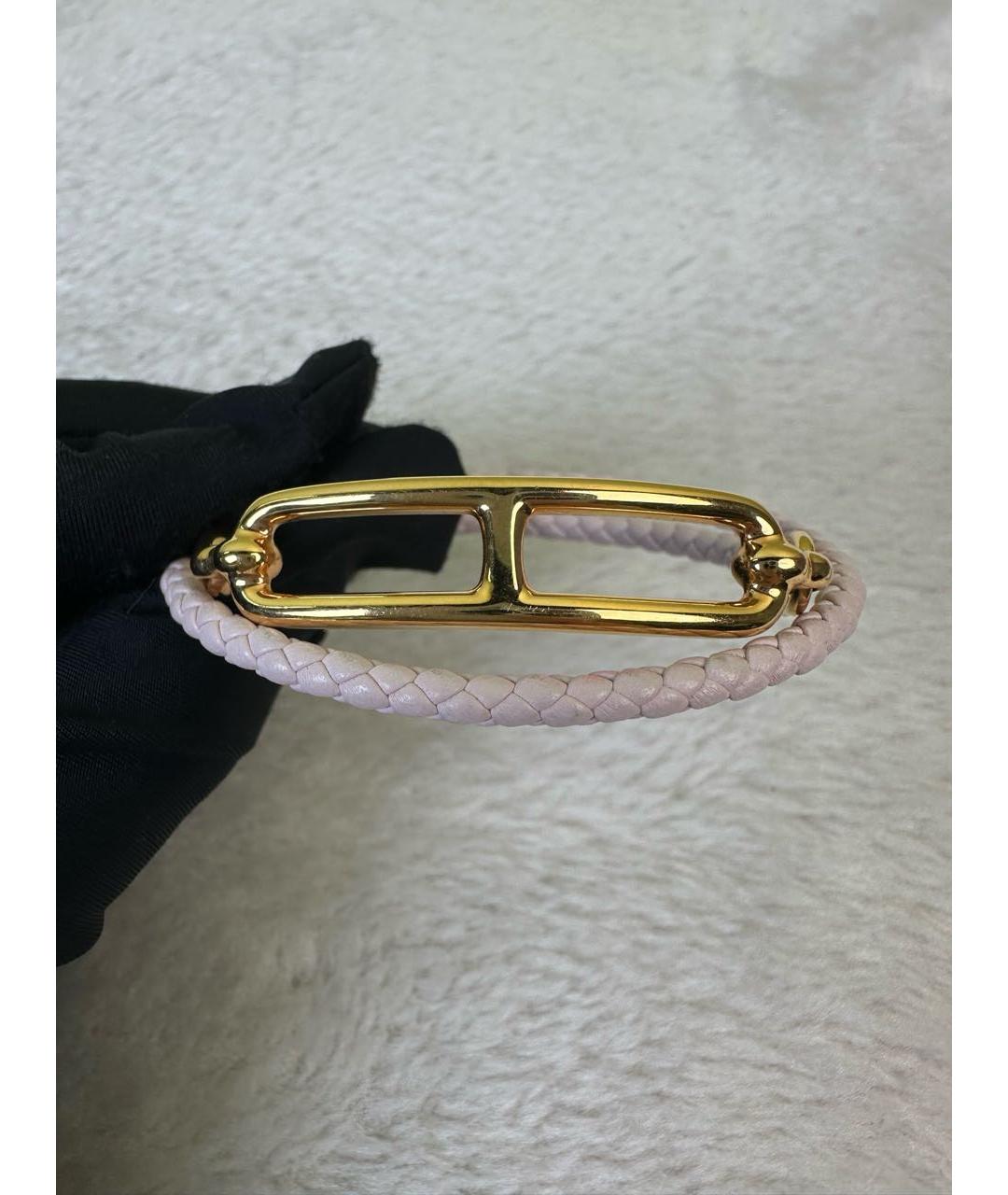 HERMES Розовый кожаный браслет, фото 6