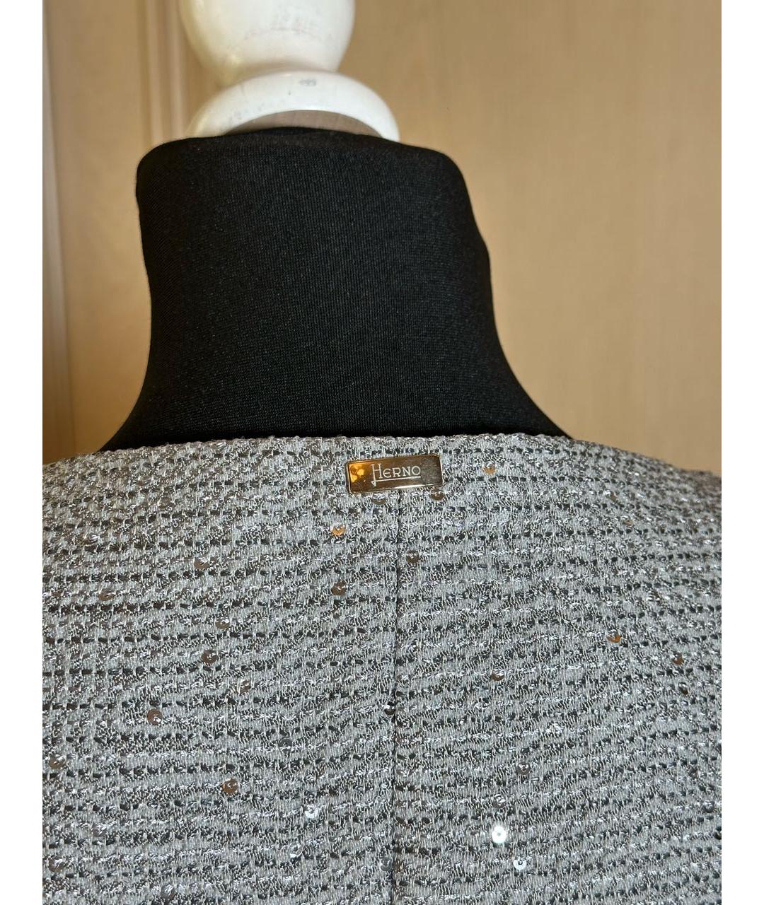 HERNO Серебрянный вискозный жакет/пиджак, фото 3
