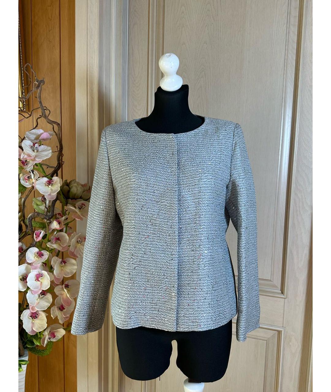 HERNO Серебрянный вискозный жакет/пиджак, фото 9