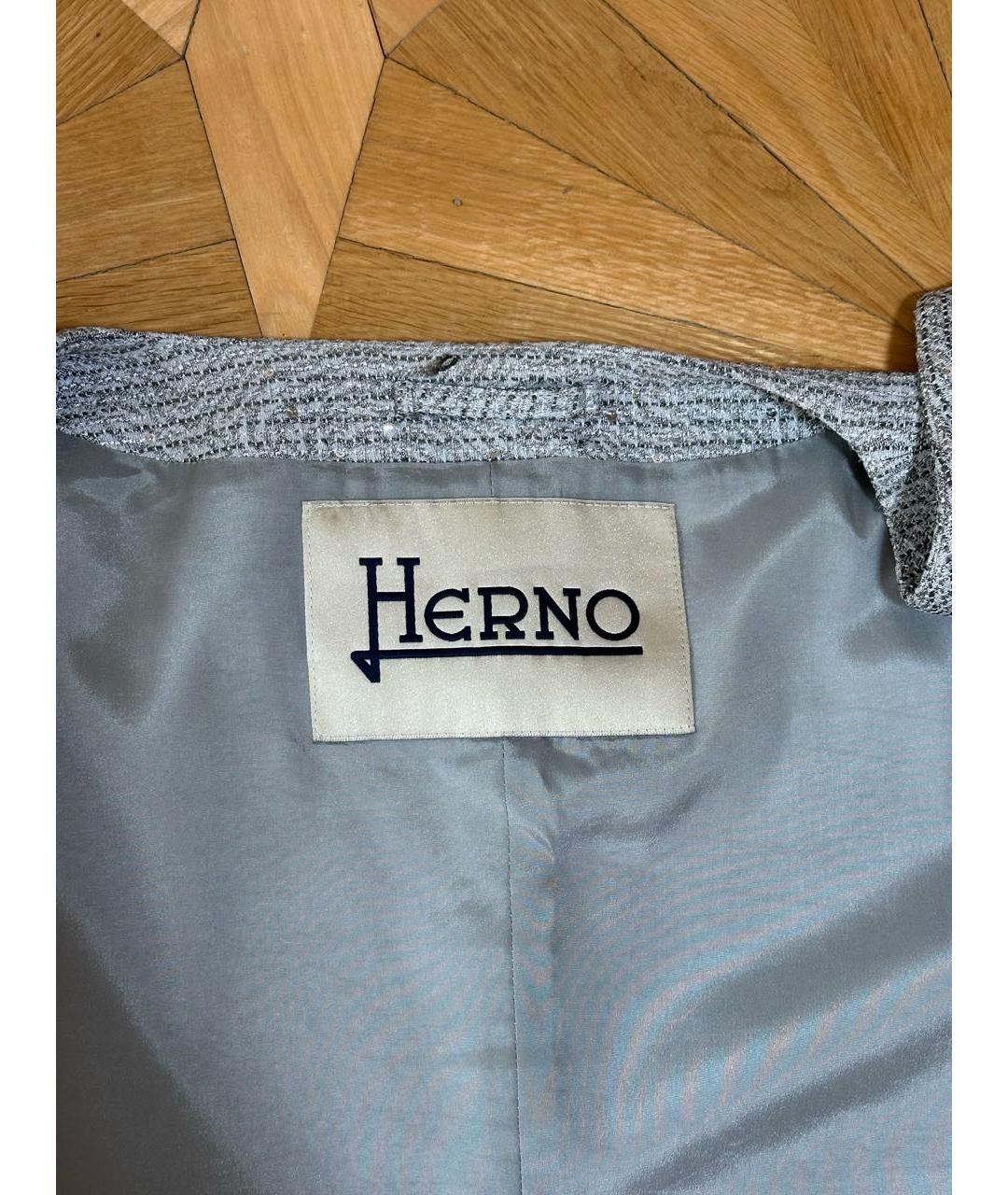 HERNO Серебрянный вискозный жакет/пиджак, фото 7