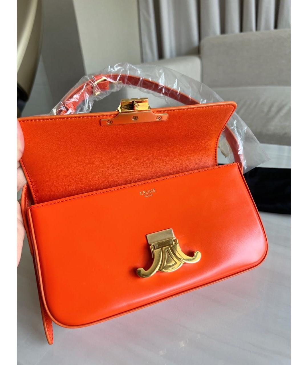 CELINE Оранжевая кожаная сумка через плечо, фото 3