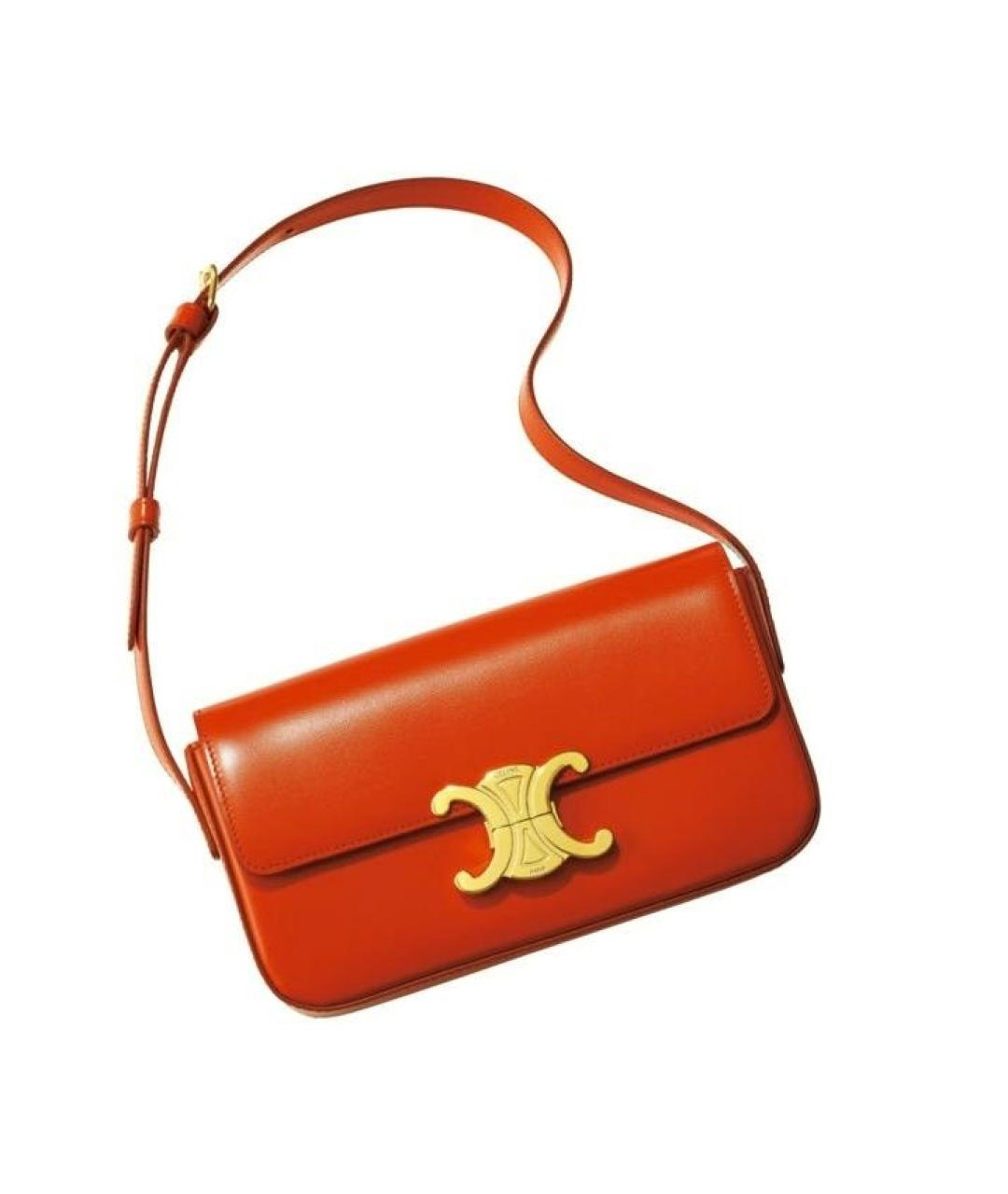CELINE Оранжевая кожаная сумка через плечо, фото 7