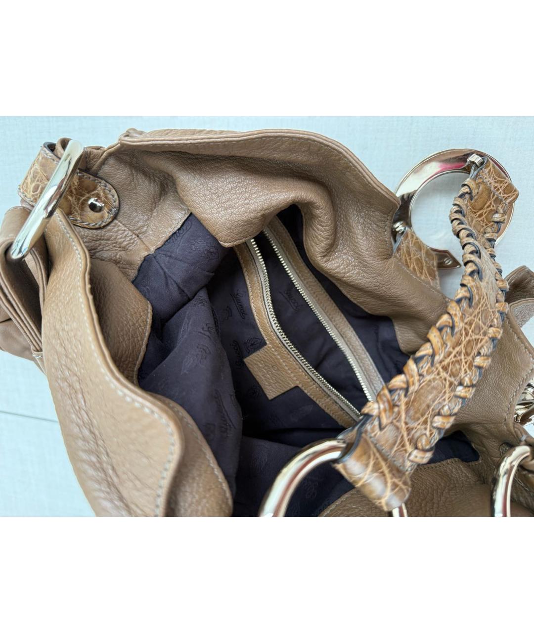 GUCCI Коричневая кожаная дорожная/спортивная сумка, фото 4