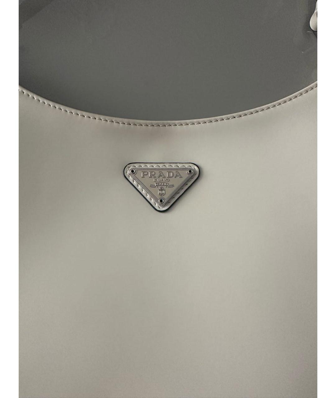 PRADA Белая кожаная сумка с короткими ручками, фото 5
