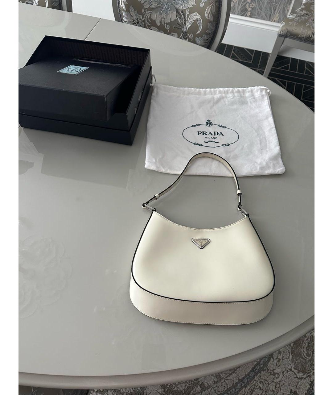 PRADA Белая кожаная сумка с короткими ручками, фото 2