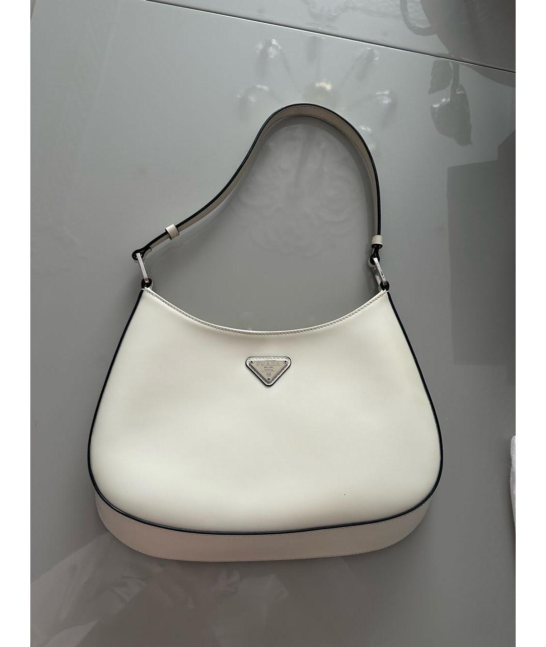 PRADA Белая кожаная сумка с короткими ручками, фото 9