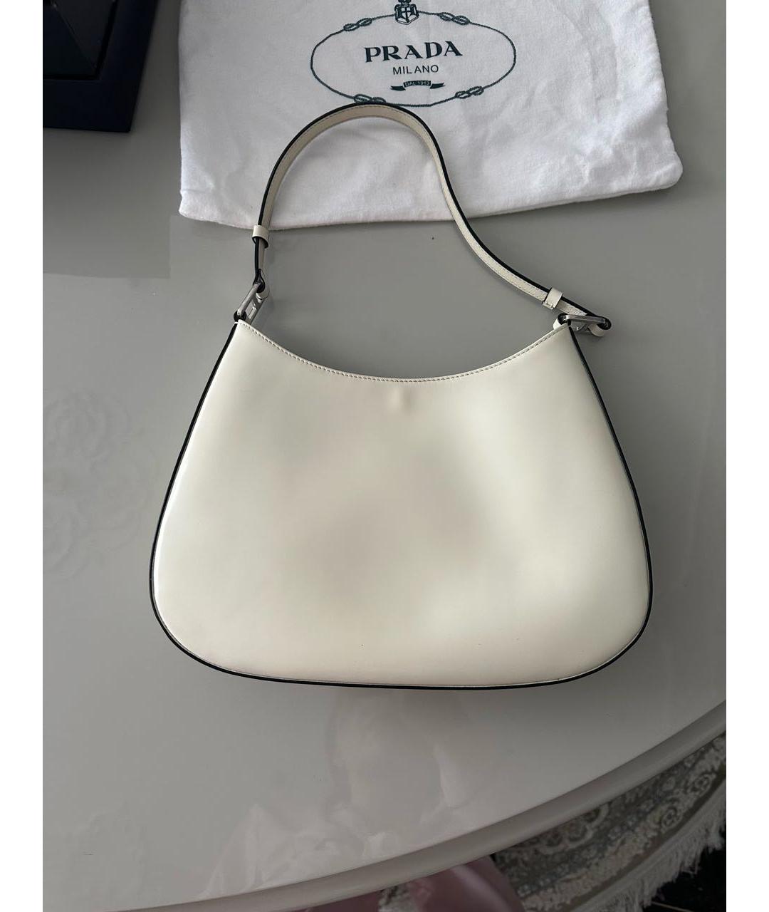PRADA Белая кожаная сумка с короткими ручками, фото 3