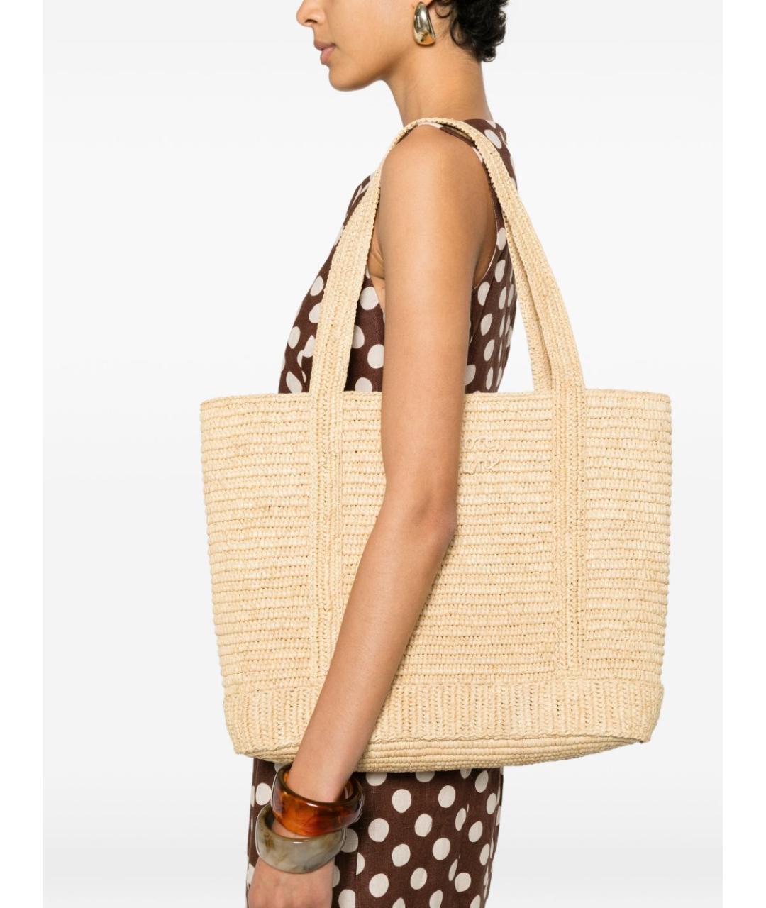 MAISON KITSUNE Бежевая пелетеная сумка тоут, фото 5