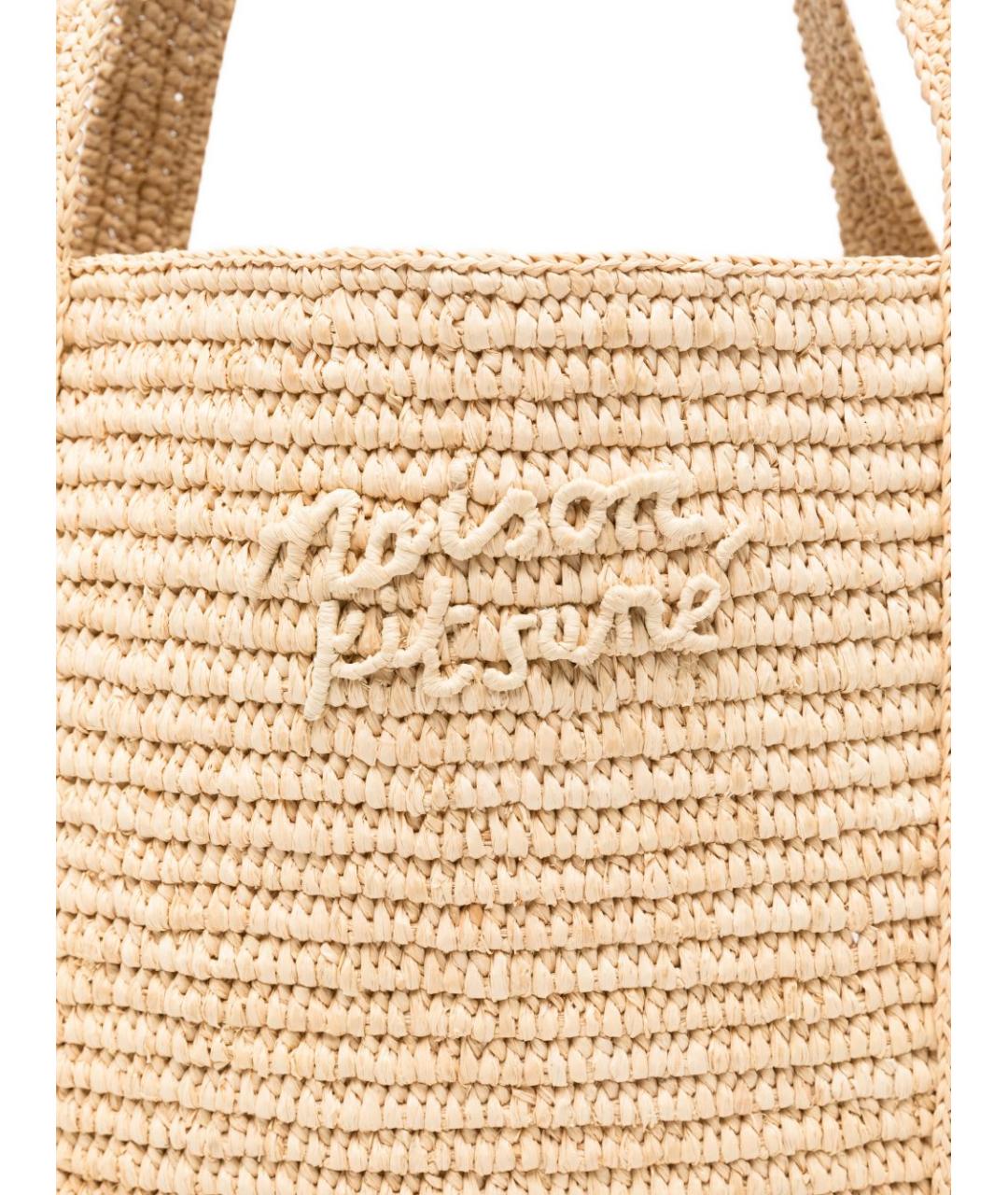 MAISON KITSUNE Бежевая пелетеная сумка тоут, фото 2