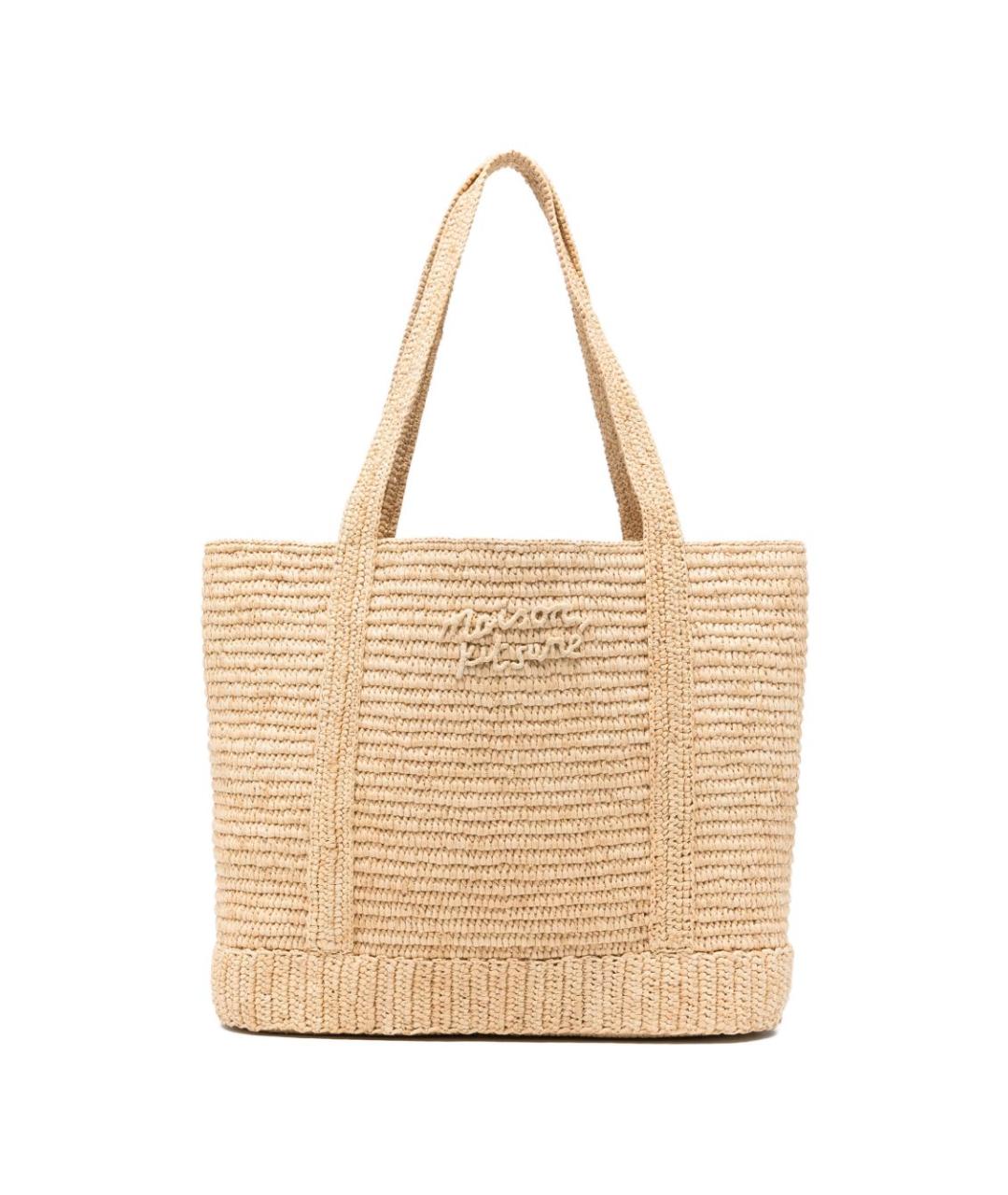 MAISON KITSUNE Бежевая пелетеная сумка тоут, фото 1