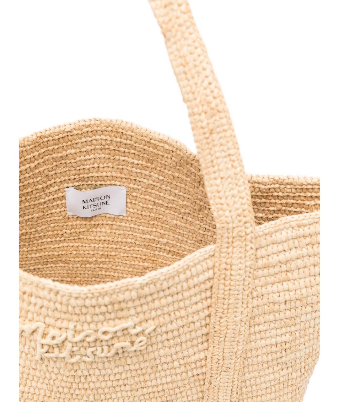 MAISON KITSUNE Бежевая пелетеная сумка тоут, фото 3