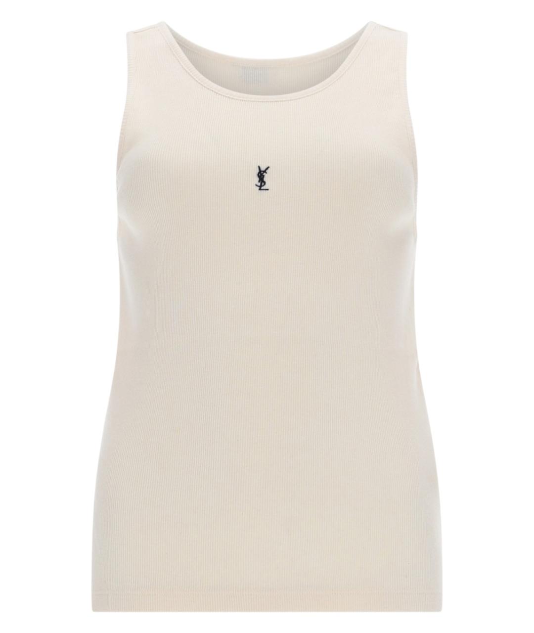 SAINT LAURENT Бежевая хлопковая майка, фото 1