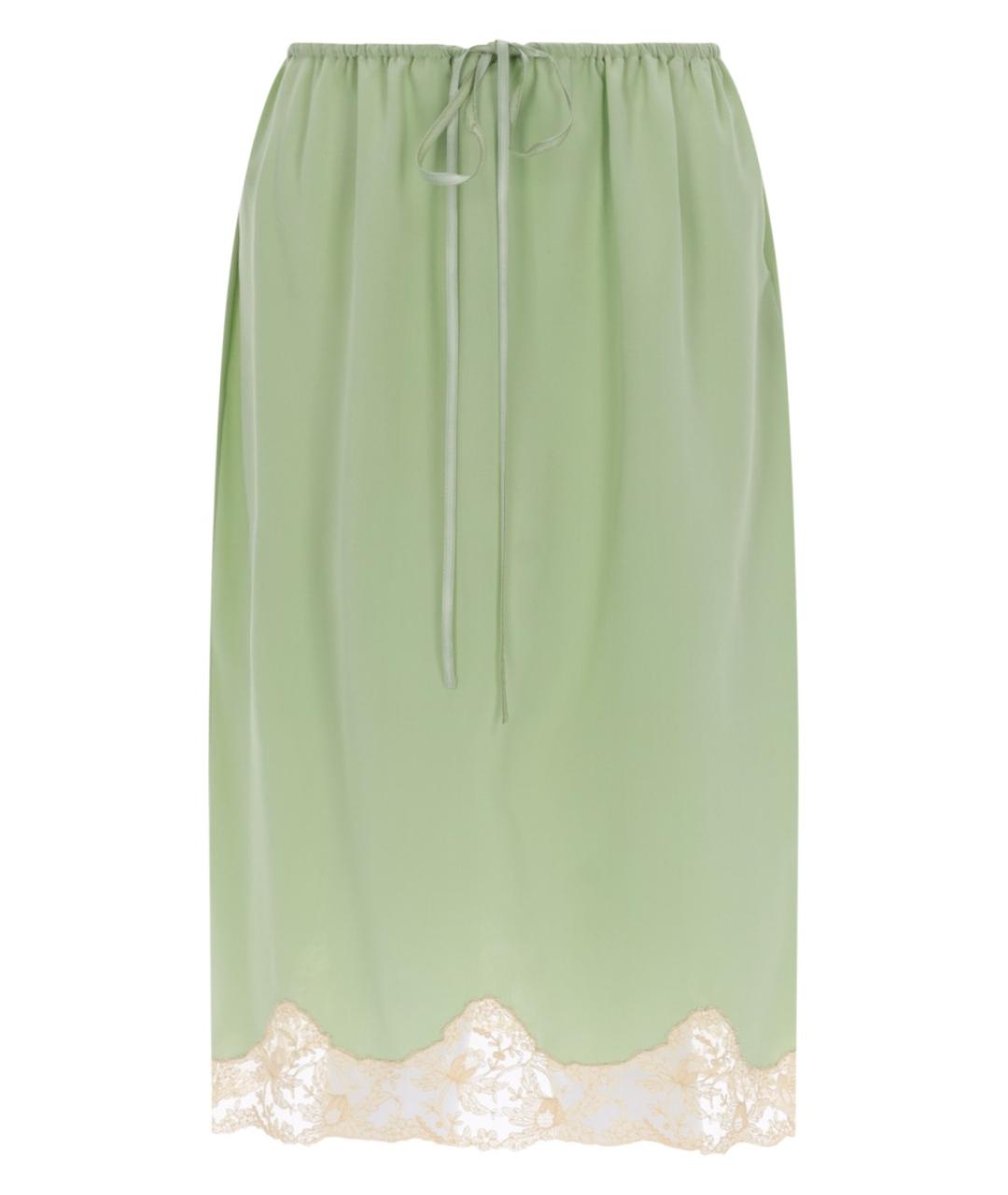 SAINT LAURENT Зеленая шелковая юбка миди, фото 1