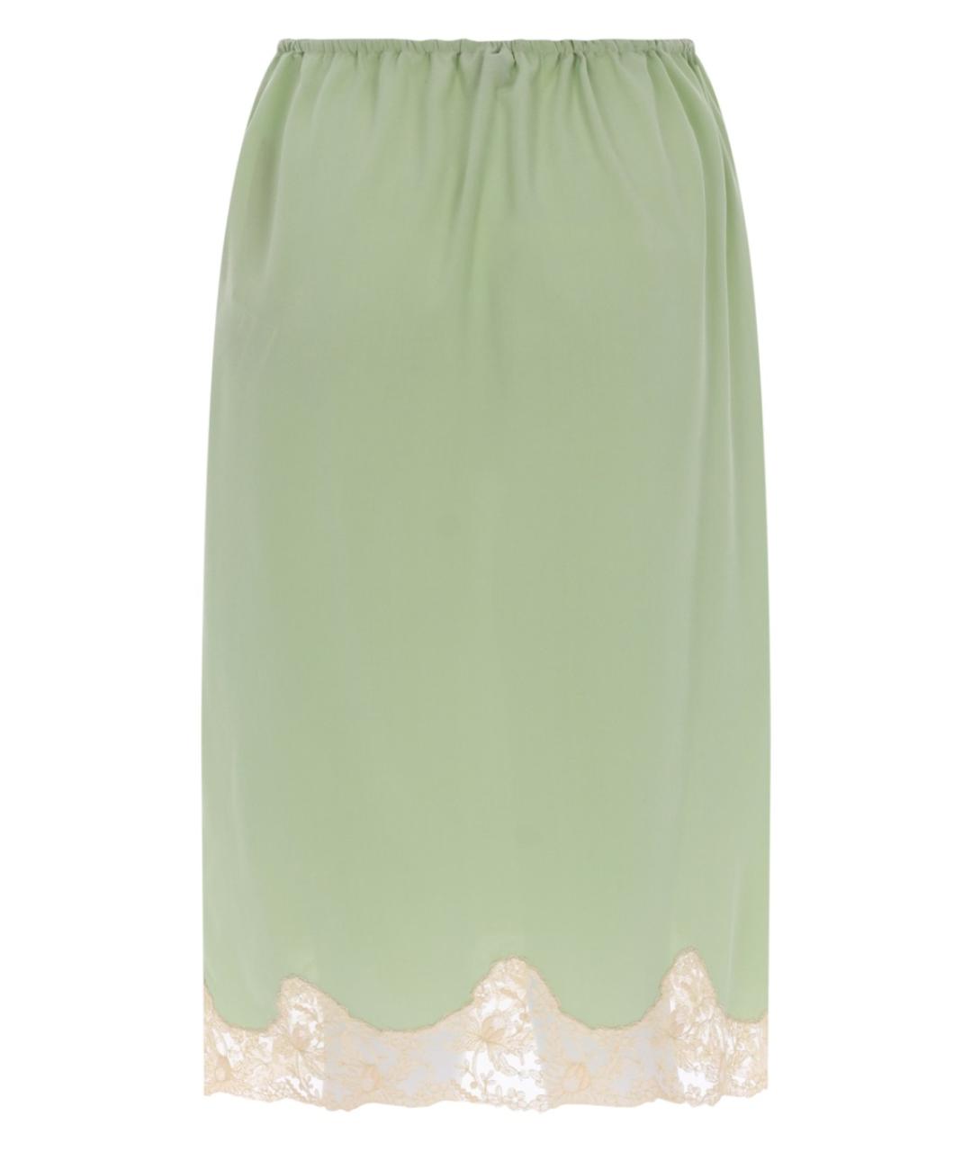SAINT LAURENT Зеленая шелковая юбка миди, фото 2