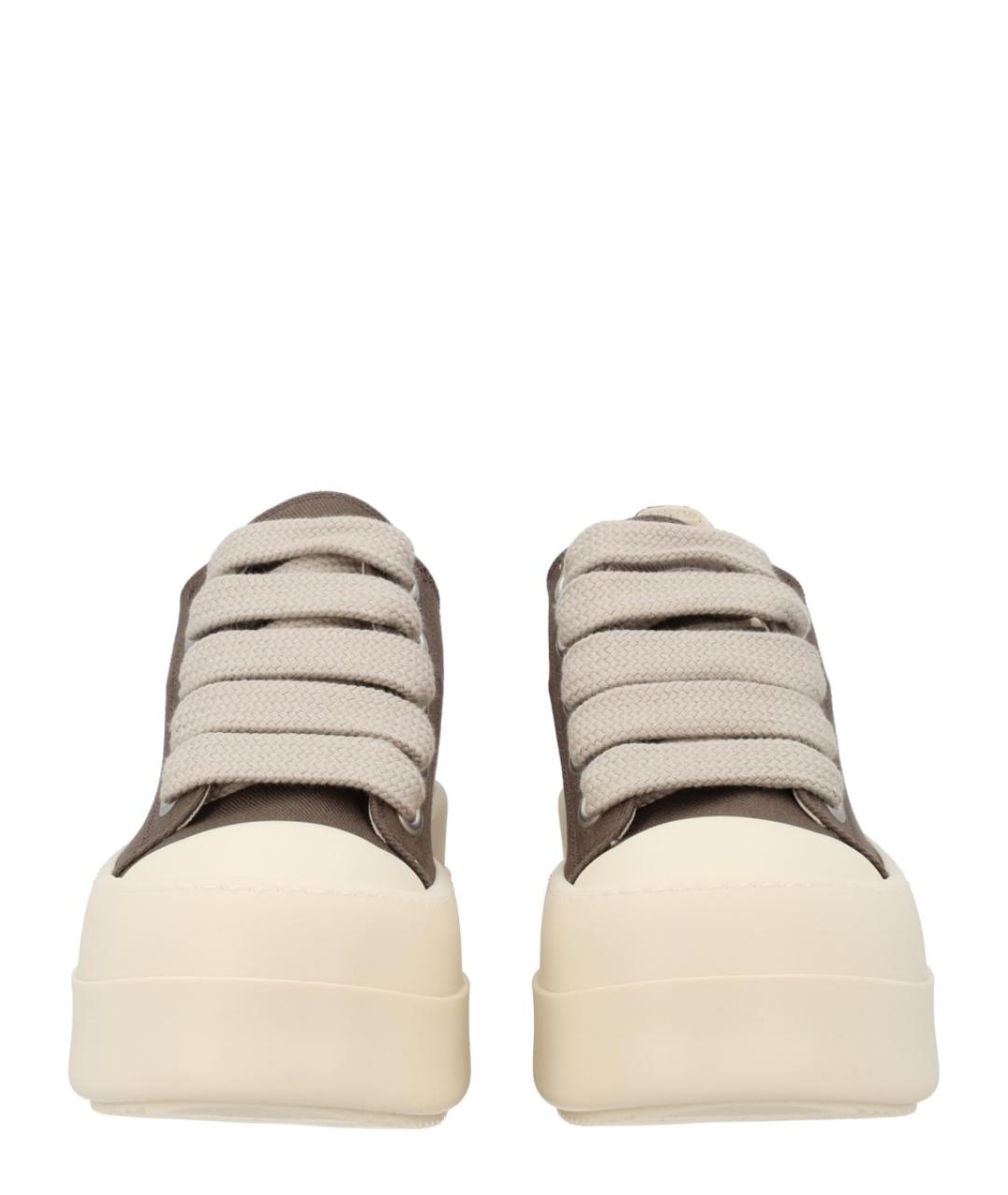 RICK OWENS DRKSHDW Коричневые текстильные низкие кроссовки / кеды, фото 3