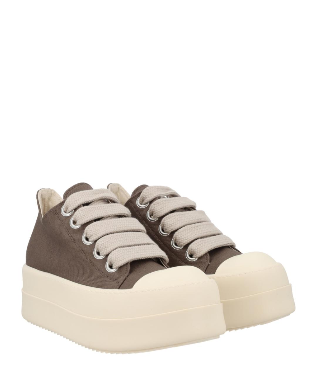 RICK OWENS DRKSHDW Коричневые текстильные низкие кроссовки / кеды, фото 2