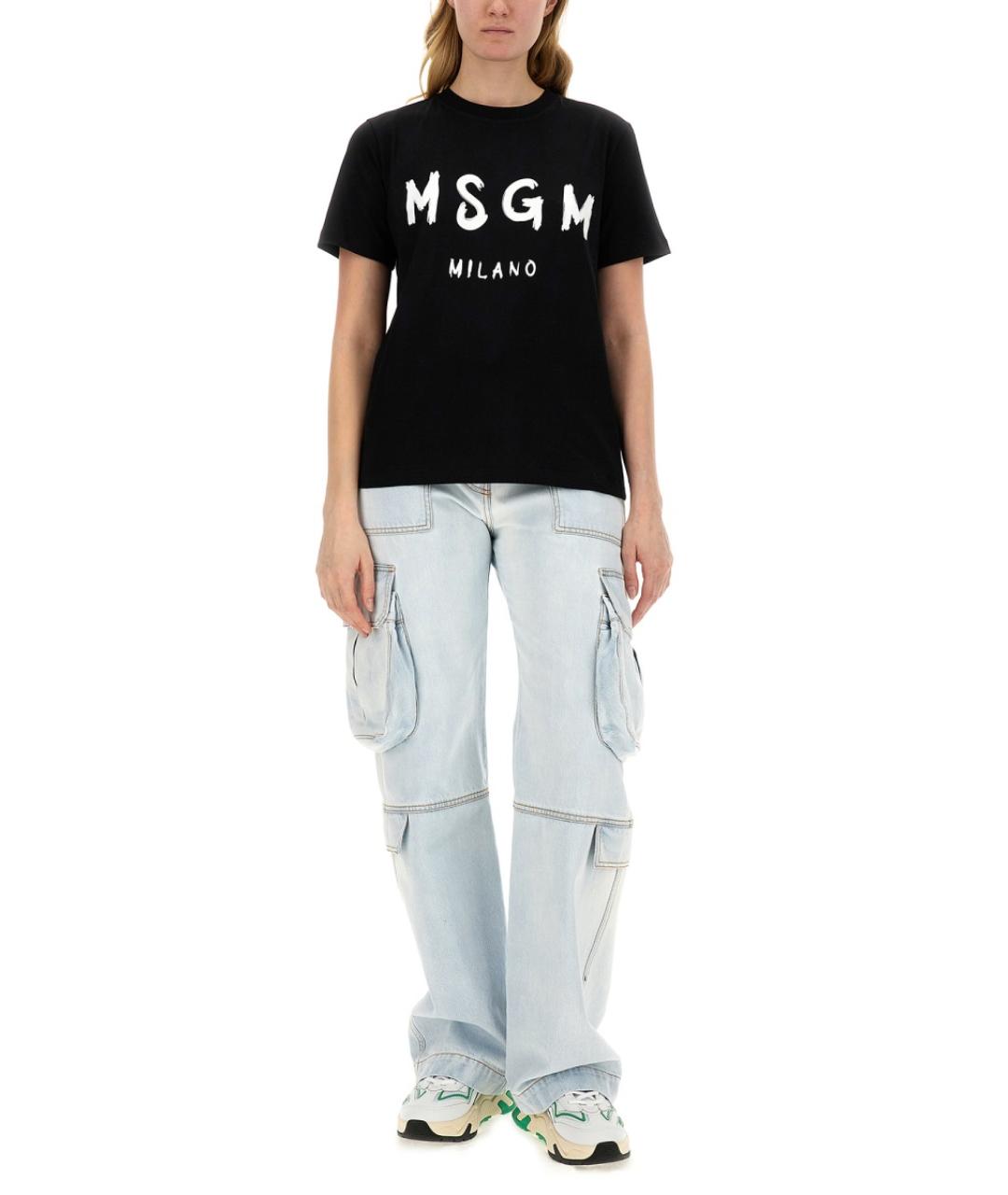 MSGM Черная хлопковая футболка, фото 2