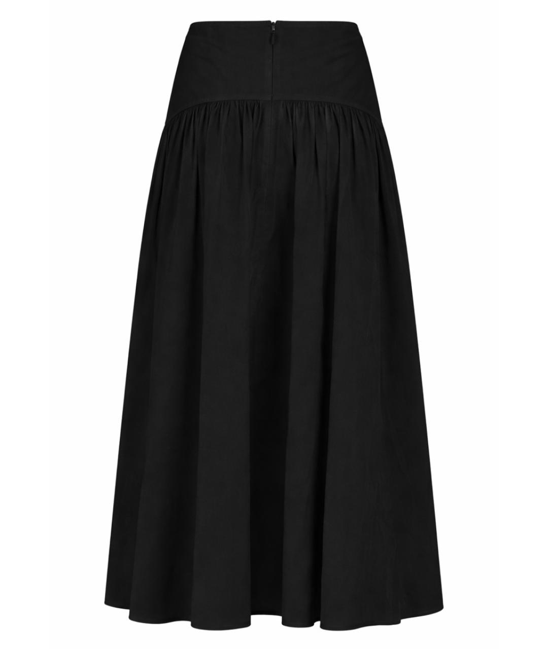 STAUD Черная хлопко-эластановая юбка миди, фото 3