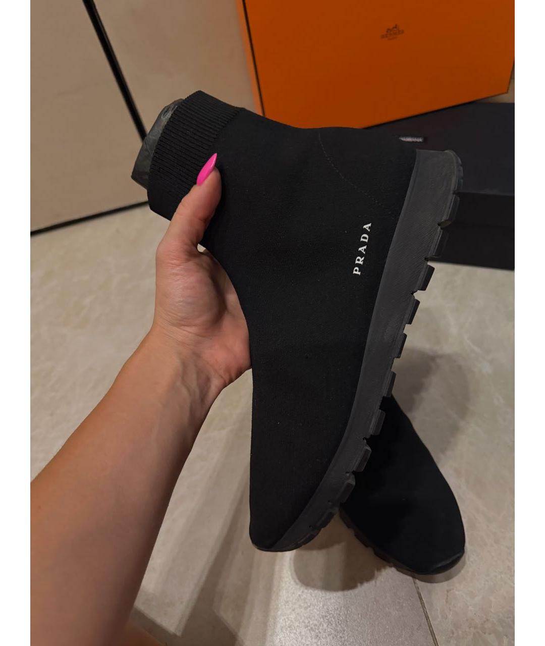 PRADA Черные кроссовки, фото 4