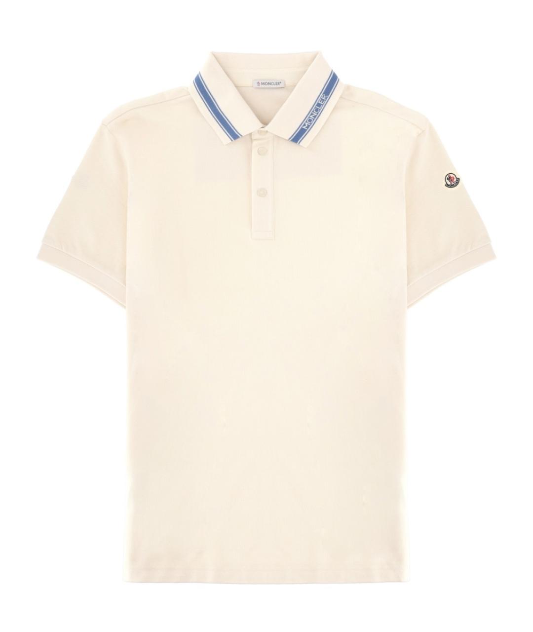MONCLER Белое хлопковое поло с коротким рукавом, фото 1