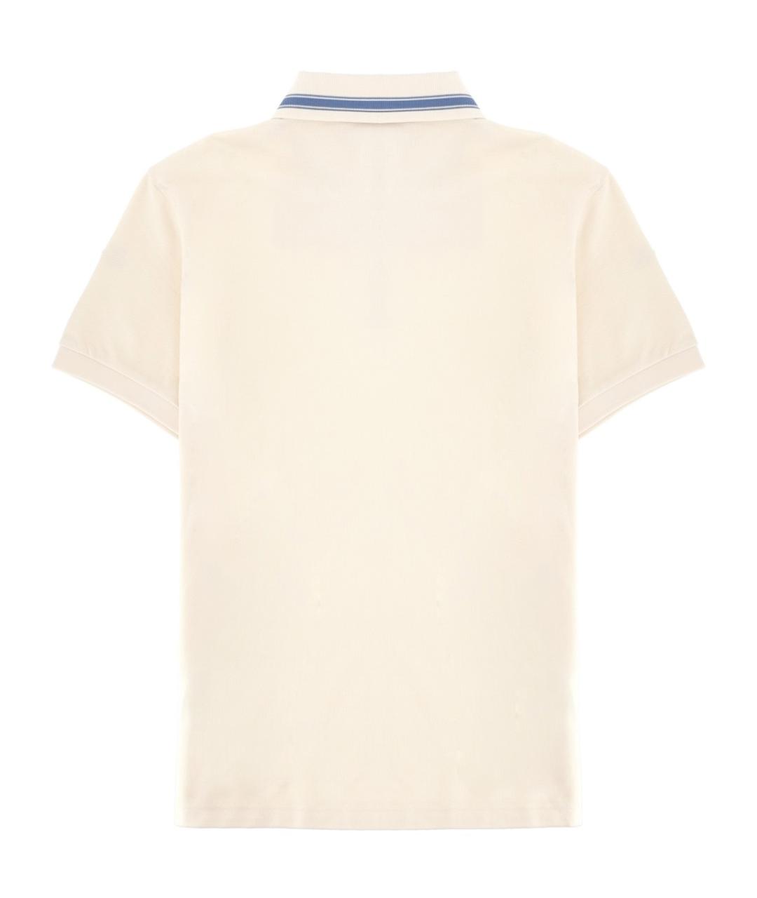 MONCLER Белое хлопковое поло с коротким рукавом, фото 2