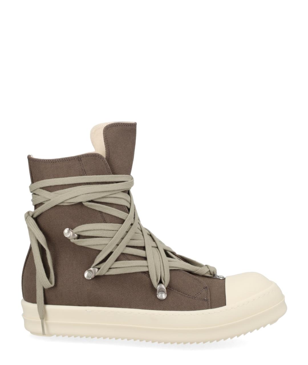 RICK OWENS DRKSHDW Коричневые текстильные высокие кроссовки / кеды, фото 1