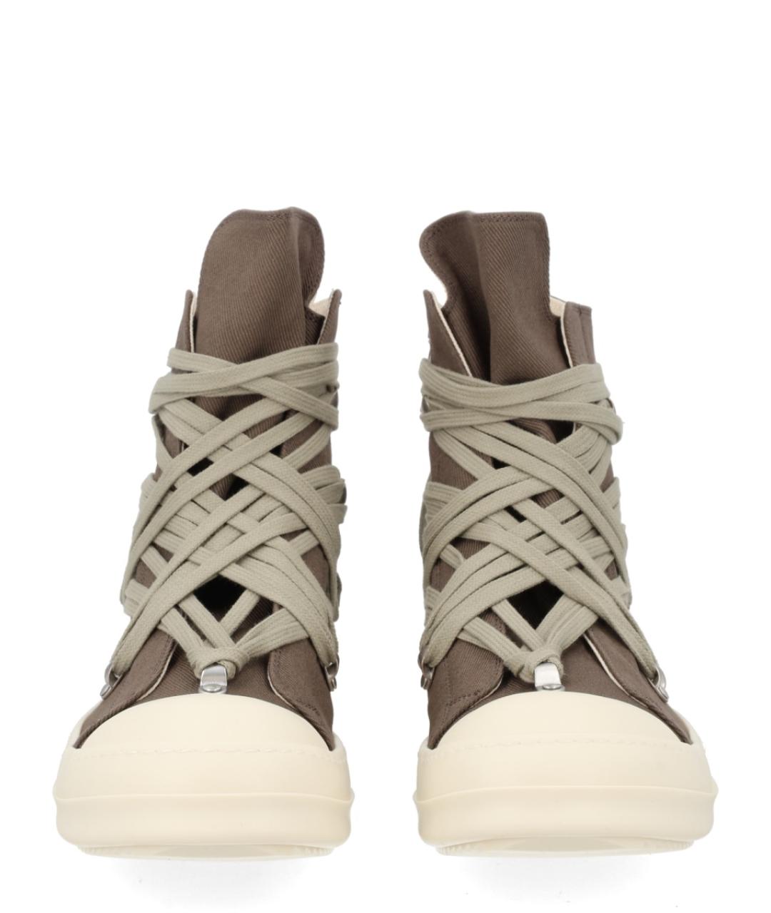 RICK OWENS DRKSHDW Коричневые текстильные высокие кроссовки / кеды, фото 3