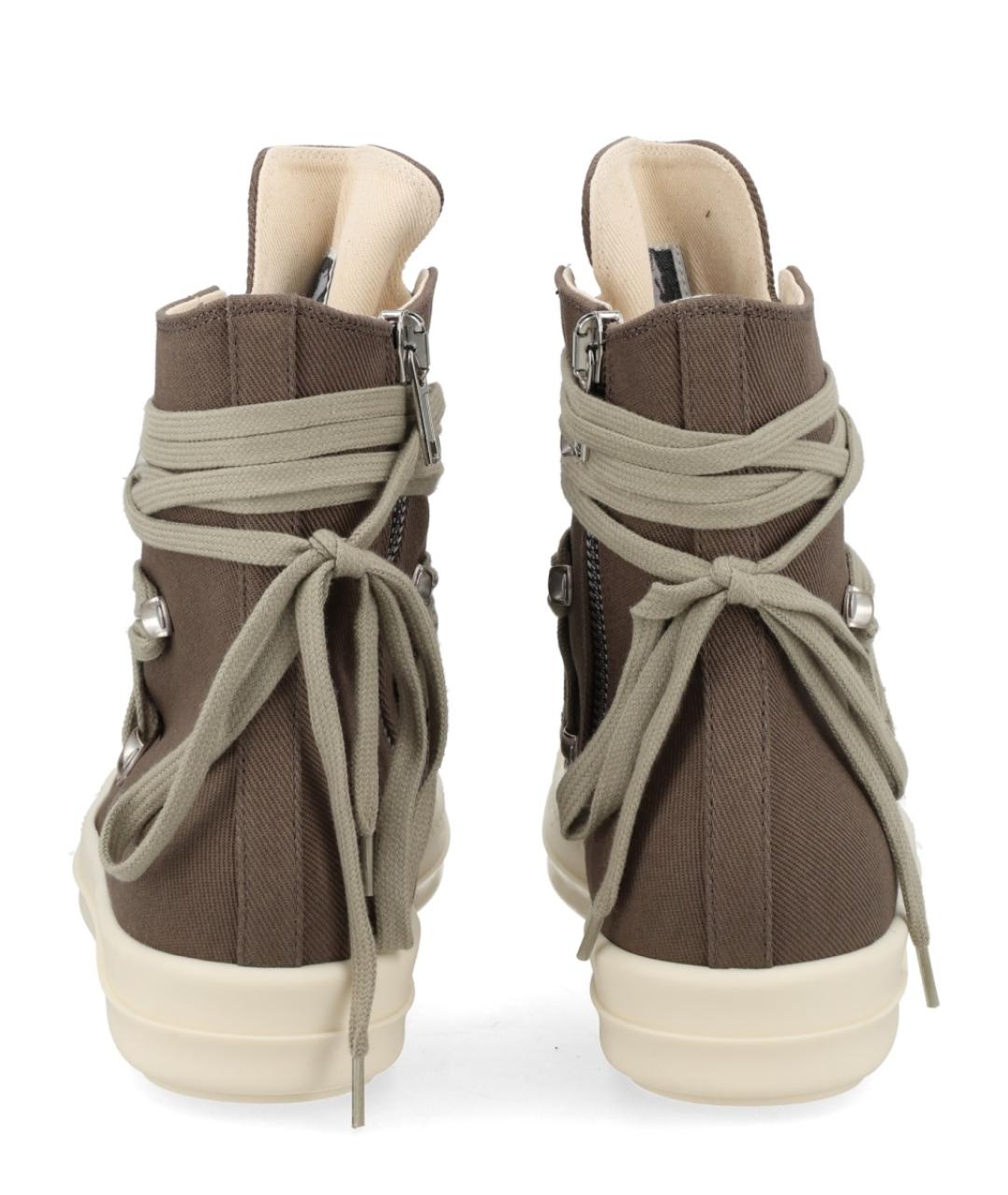 RICK OWENS DRKSHDW Коричневые текстильные высокие кроссовки / кеды, фото 4
