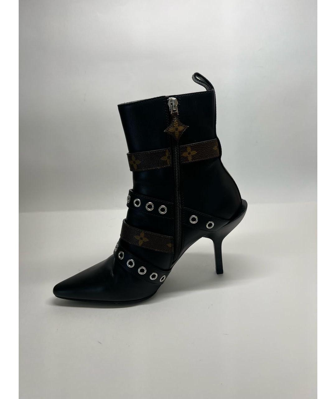 LOUIS VUITTON Черные кожаные ботильоны, фото 2