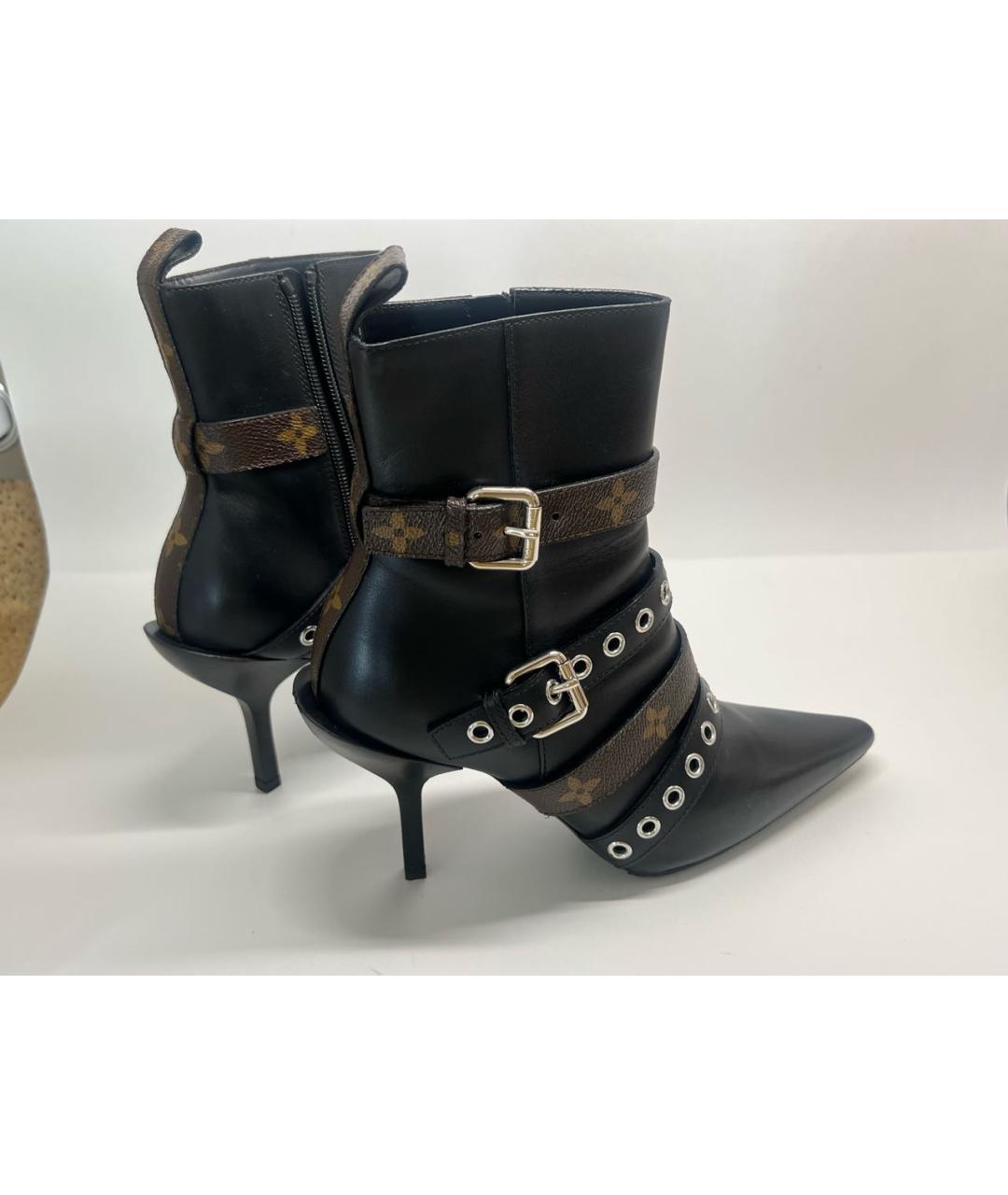 LOUIS VUITTON Черные кожаные ботильоны, фото 3
