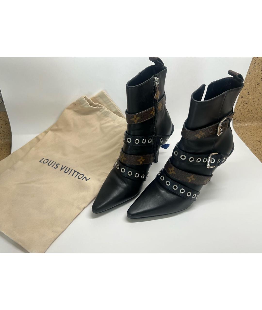 LOUIS VUITTON Черные кожаные ботильоны, фото 4