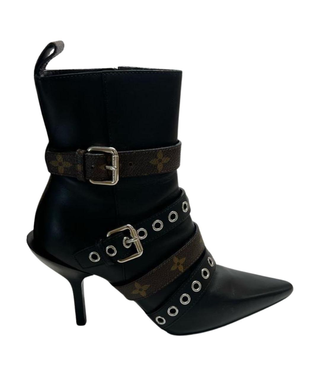 LOUIS VUITTON Черные кожаные ботильоны, фото 1