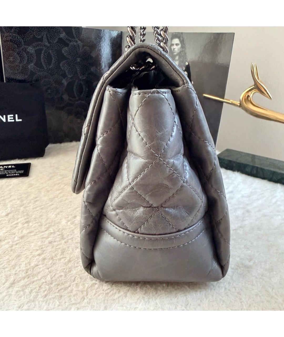 CHANEL Серая кожаная сумка через плечо, фото 7
