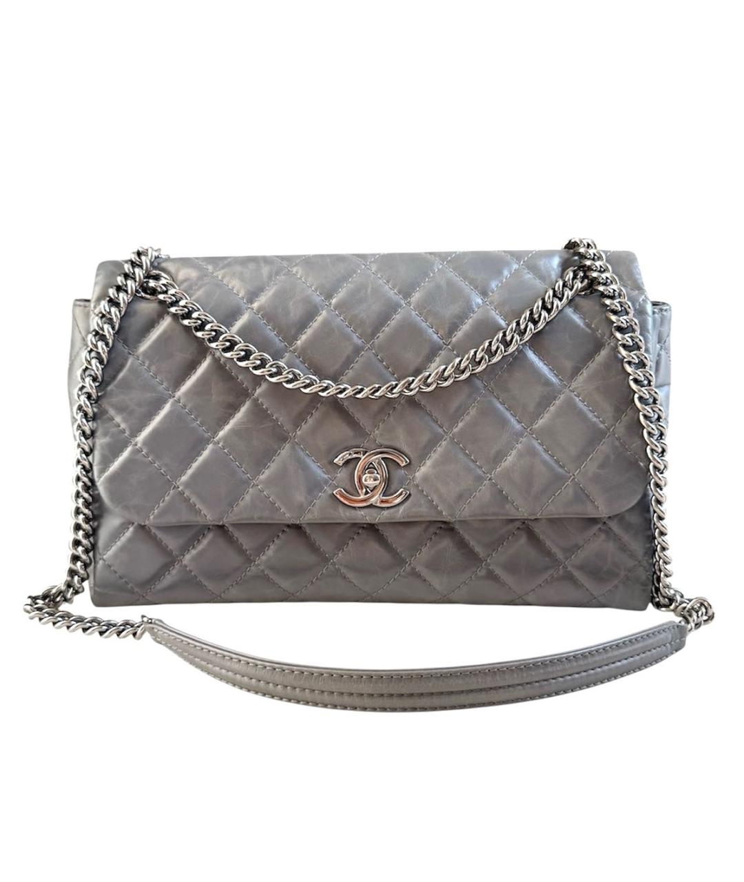 CHANEL Серая кожаная сумка через плечо, фото 8